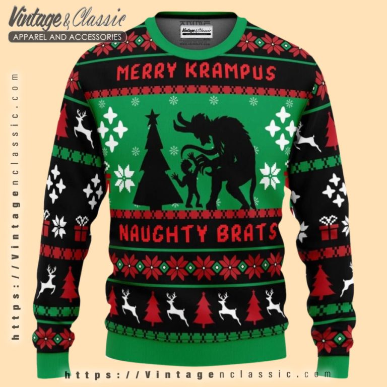Naughty Brats Krampus Christmas Ugly Christmas Sweater Naughty Brats Krampus Christmas Ugly Christmas Sweater