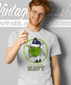 Navy Midshipmen Ncaa Christmas Grinch Shirt I Hate People But I Love My Navy T Shirt