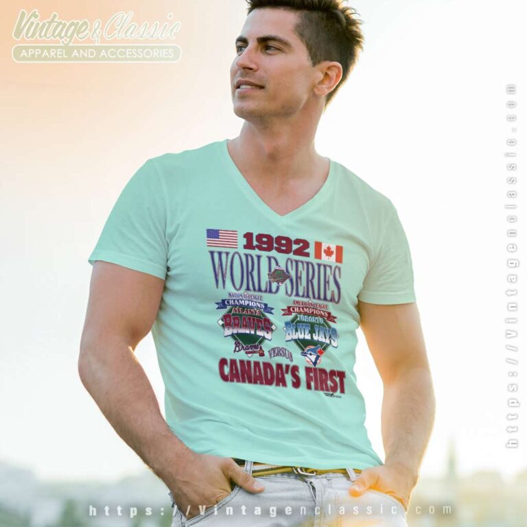 Nba 1992 World Series Atlanta Braves Toronto Blue Jays V Neck TShirt Nba 1992 World Series Atlanta Braves Toronto Blue Jays V Neck TShirt