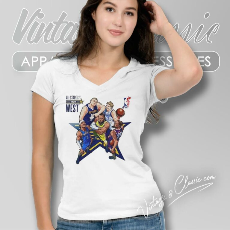Nba All Star 2024 Indy West V Neck TShirt Nba All Star 2024 Indy West V Neck TShirt
