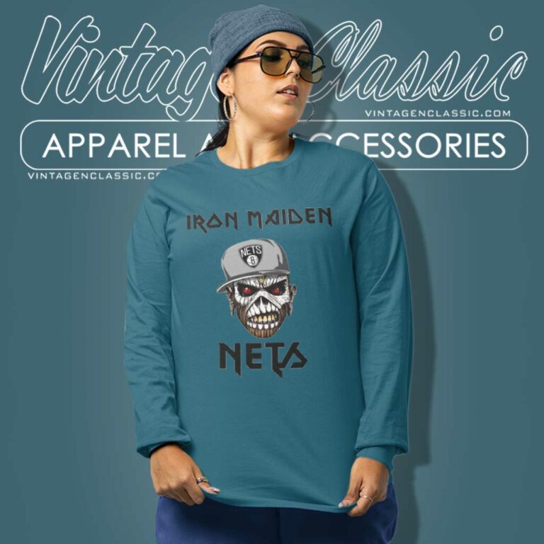 Nba Brooklyn Nets Iron Maiden Band Long Sleeve Tee Nba Brooklyn Nets Iron Maiden Band Long Sleeve Tee