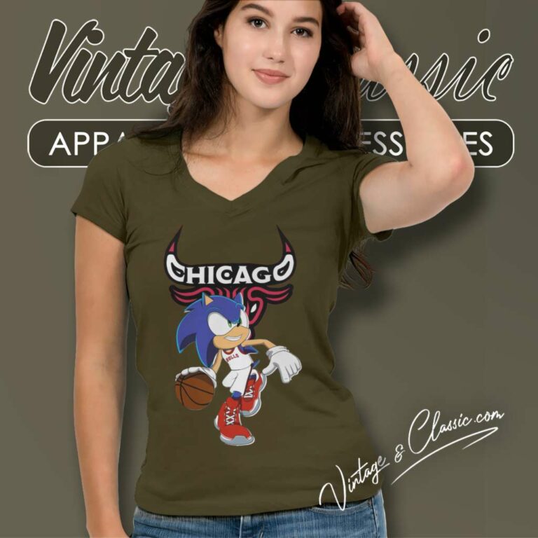 Nba Chicago Bulls Sonic The Hedgehog V Neck TShirt Nba Chicago Bulls Sonic The Hedgehog V Neck TShirt