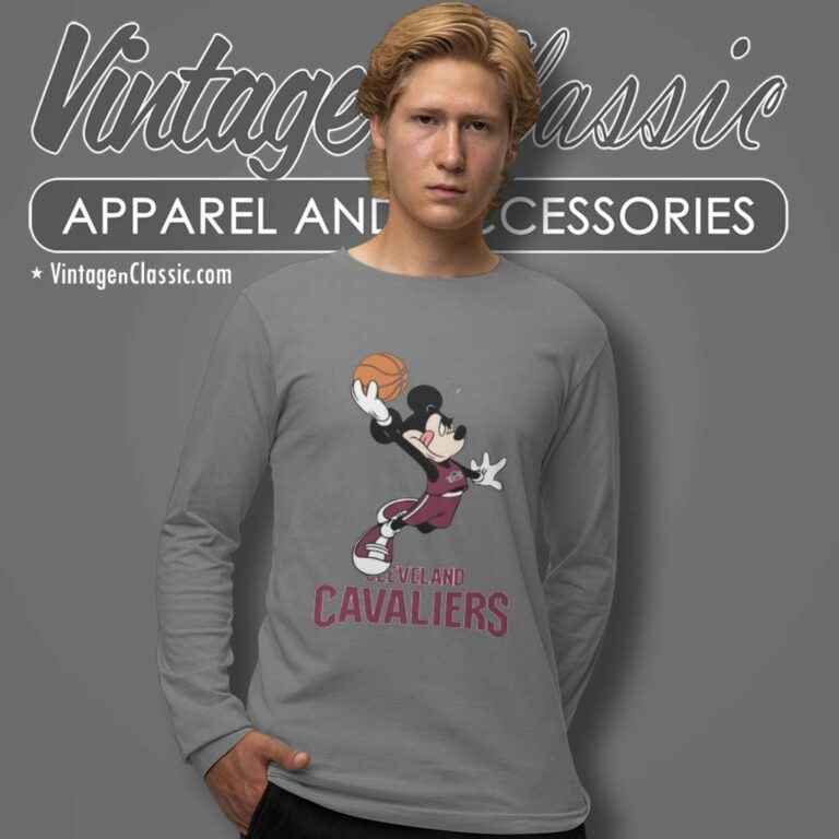 Nba Cleveland Cavaliers Cheerful Mickey Mouse Long Sleeve Tee Nba Cleveland Cavaliers Cheerful Mickey Mouse Long Sleeve Tee