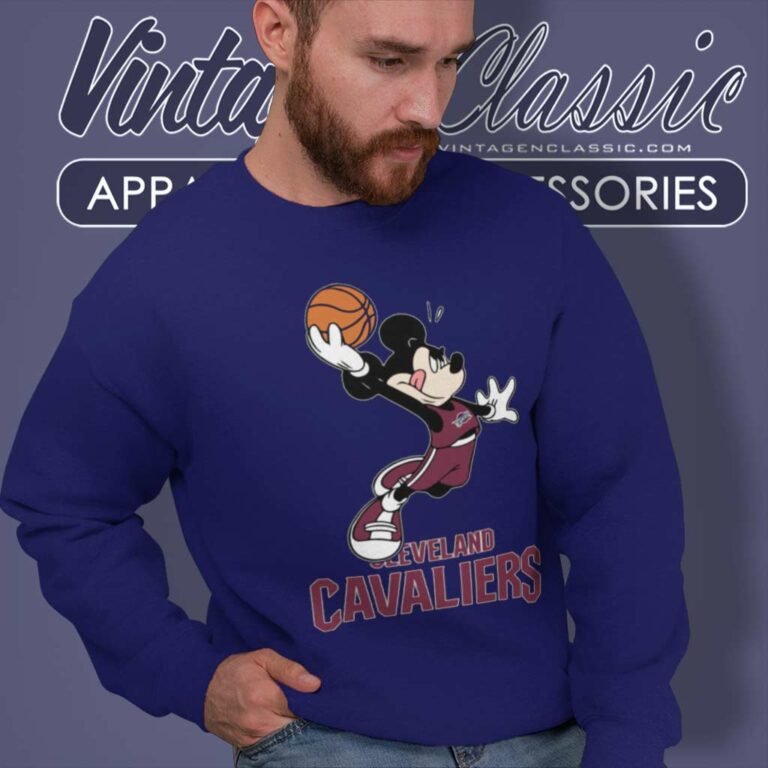 Nba Cleveland Cavaliers Cheerful Mickey Mouse Sweatshirt Nba Cleveland Cavaliers Cheerful Mickey Mouse Sweatshirt