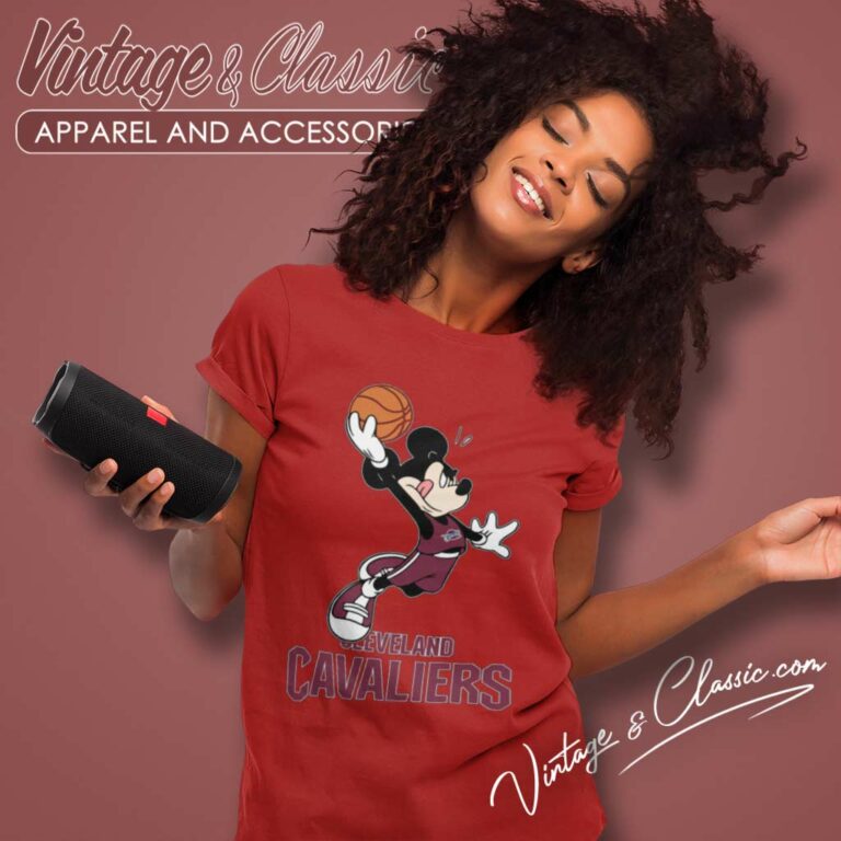 Nba Cleveland Cavaliers Cheerful Mickey Mouse Women TShirt Nba Cleveland Cavaliers Cheerful Mickey Mouse Women TShirt