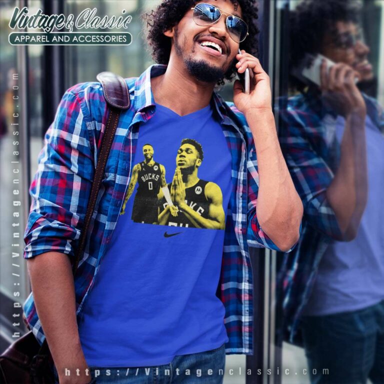 Nba Damian Lillard Milwaukee Bucks Nike V Neck TShirt Nba Damian Lillard Milwaukee Bucks Nike V Neck TShirt