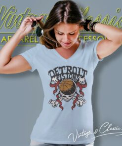 Nba Detroit Pistons Grateful Dead Skull V Neck TShirt