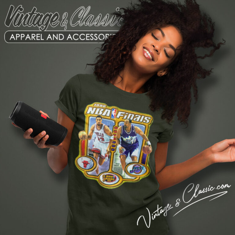 Nba Finals 1998 Caricature Chicago Bulls Utah Jazz Women T Shirt Nba Finals 1998 Caricature Chicago Bulls Utah Jazz Women T Shirt