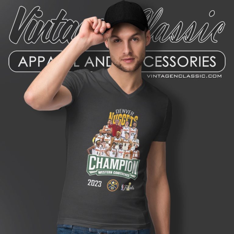 Nba Finals Denver Nuggets Champions Western Conference 2023 V Neck TShirt Nba Finals Denver Nuggets Champions Western Conference 2023 V Neck TShirt