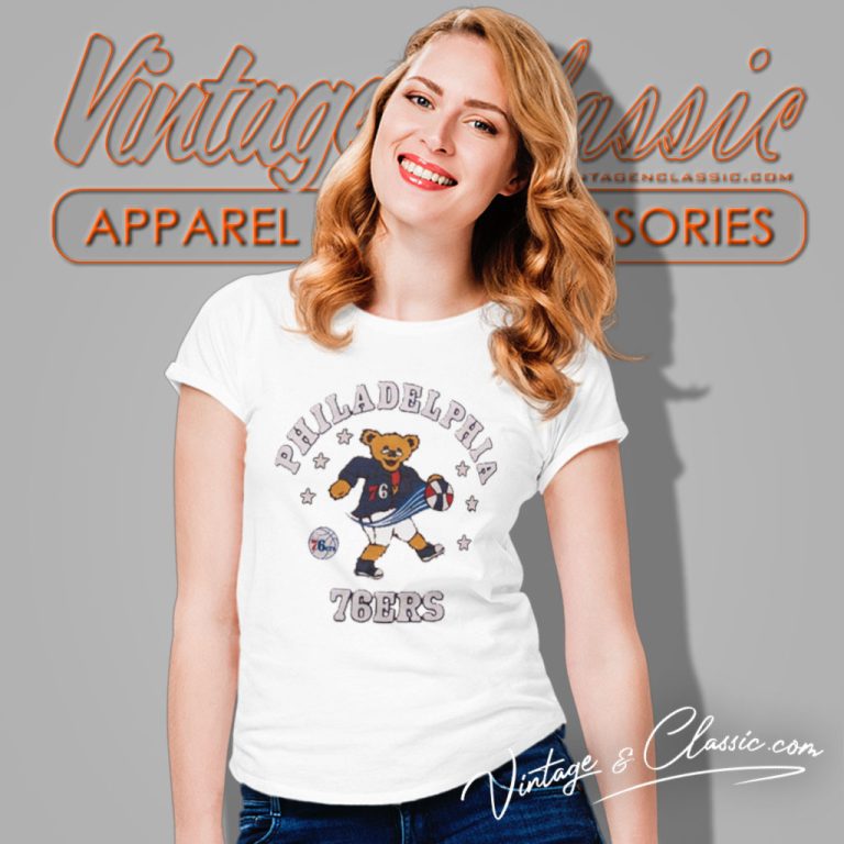 Nba Grateful Dead Bear 76ers Women T Shirt Nba Grateful Dead Bear 76ers Women T Shirt