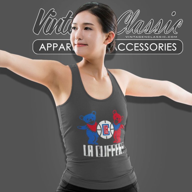 Nba Grateful Dead Bear La Clippers Tank Top Racerback Nba Grateful Dead Bear La Clippers Tank Top Racerback