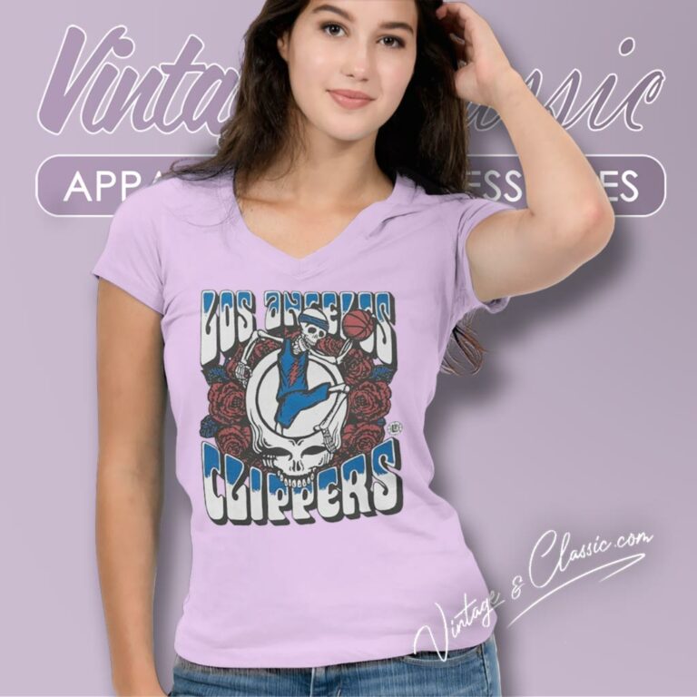 Nba Grateful Dead Los Angeles Clippers Skull V Neck TShirt Nba Grateful Dead Los Angeles Clippers Skull V Neck TShirt