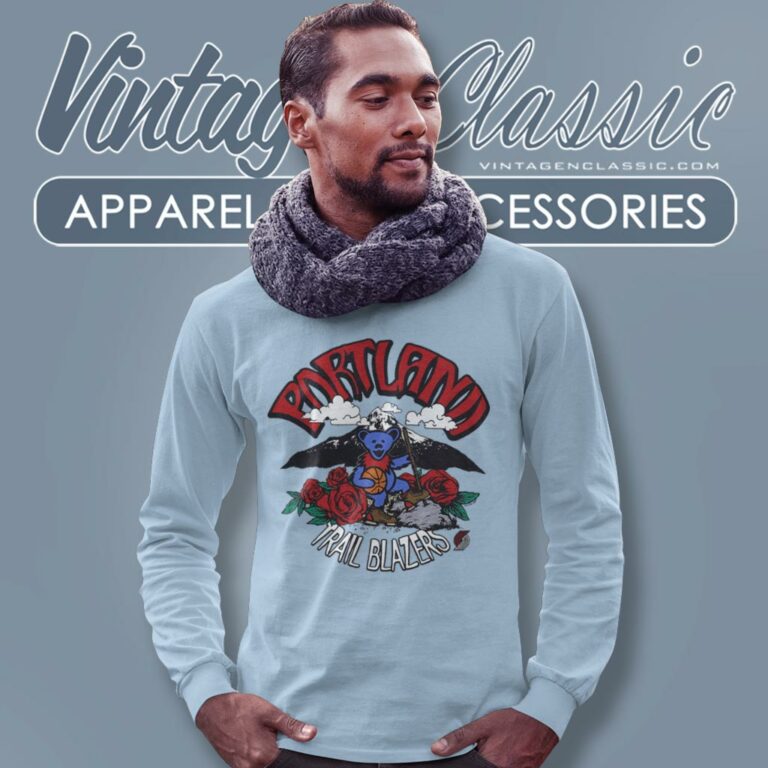Nba Grateful Dead Trail Blazers Bear Long Sleeve Tee Nba Grateful Dead Trail Blazers Bear Long Sleeve Tee