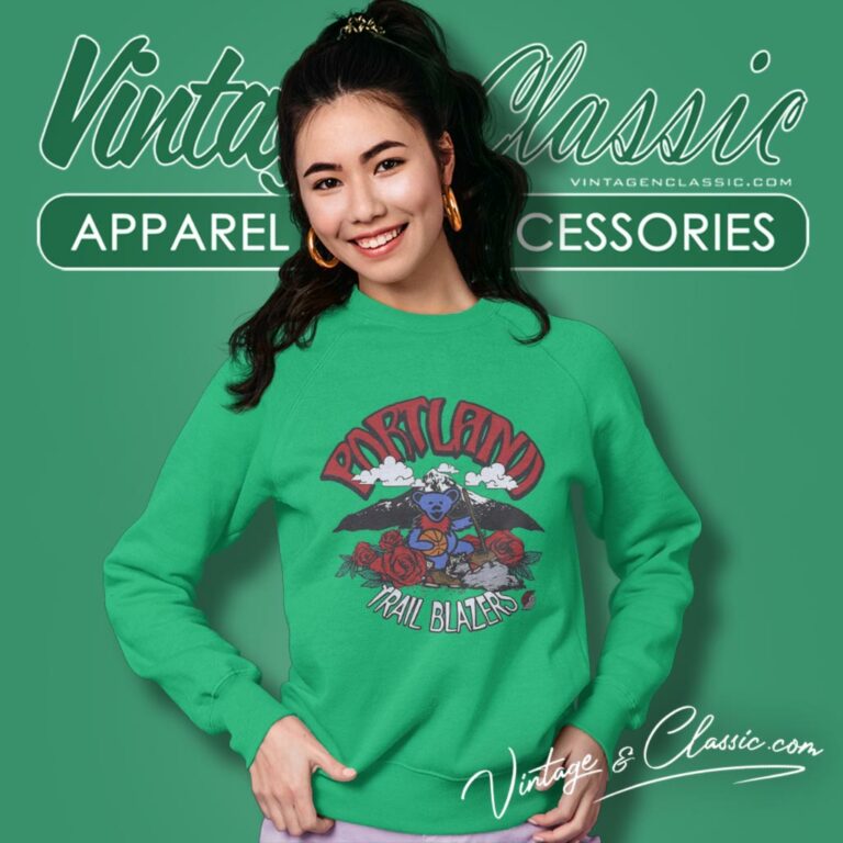 Nba Grateful Dead Trail Blazers Bear Sweatshirt Nba Grateful Dead Trail Blazers Bear Sweatshirt