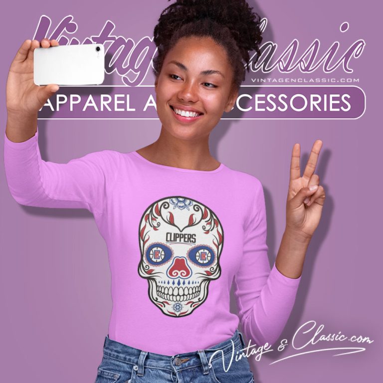 Nba Los Angeles Clippers Large Skull Long Sleeve Tee Nba Los Angeles Clippers Large Skull Long Sleeve Tee