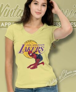 Nba Los Angeles Lakers Spiderman V Neck TShirt
