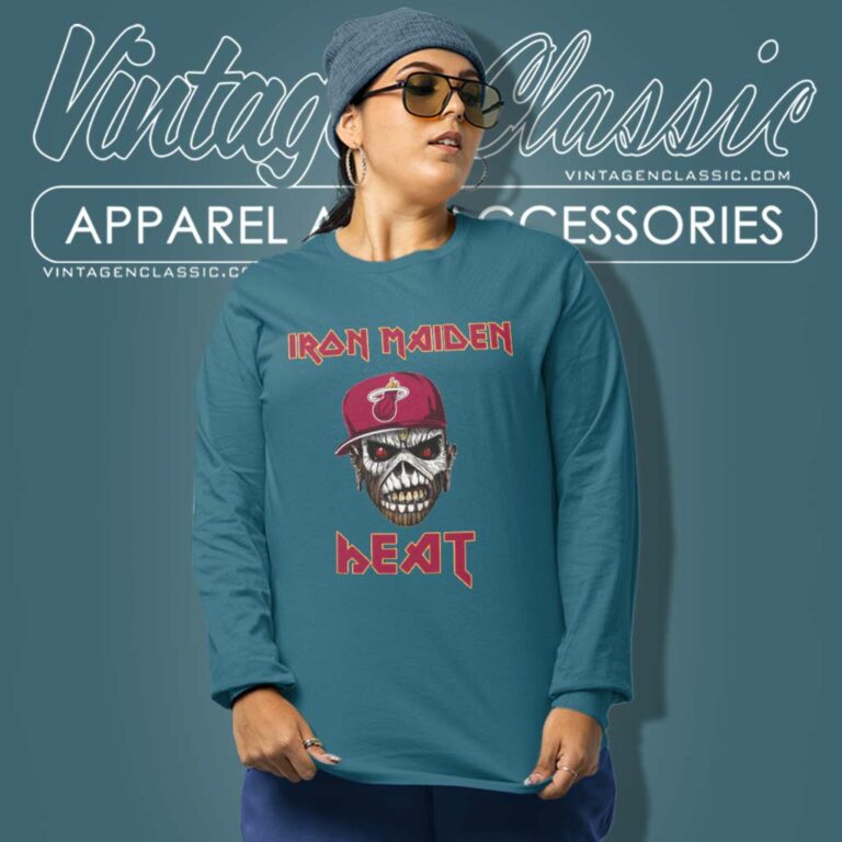 Nba Miami Heat Iron Maiden Band Long Sleeve Tee Nba Miami Heat Iron Maiden Band Long Sleeve Tee