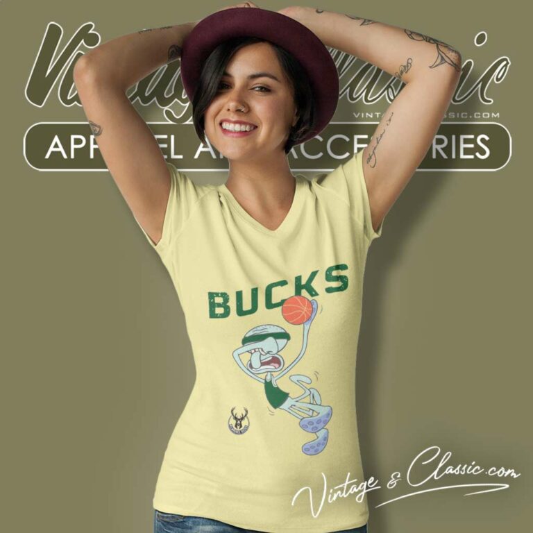Nba Milwaukee Bucks Squidward V Neck TShirt Nba Milwaukee Bucks Squidward V Neck TShirt