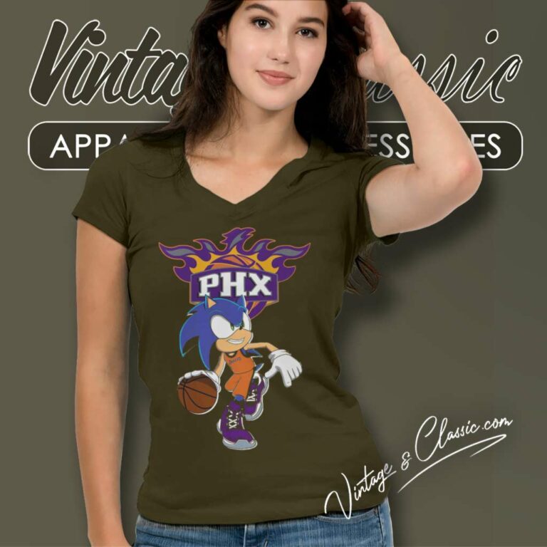 Nba Phoenix Suns Sonic The Hedgehog V Neck TShirt Nba Phoenix Suns Sonic The Hedgehog V Neck TShirt