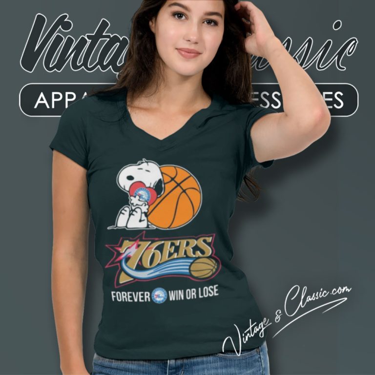 Nba The Peanuts Movie Snoopy Forever Win Or Lose Basketball Philadelphia 76ers V Neck TShirt Nba The Peanuts Movie Snoopy Forever Win Or Lose Basketball Philadelphia 76ers V Neck TShirt