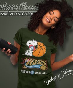 Nba The Peanuts Movie Snoopy Forever Win Or Lose Basketball Philadelphia 76ers Women T Shirt