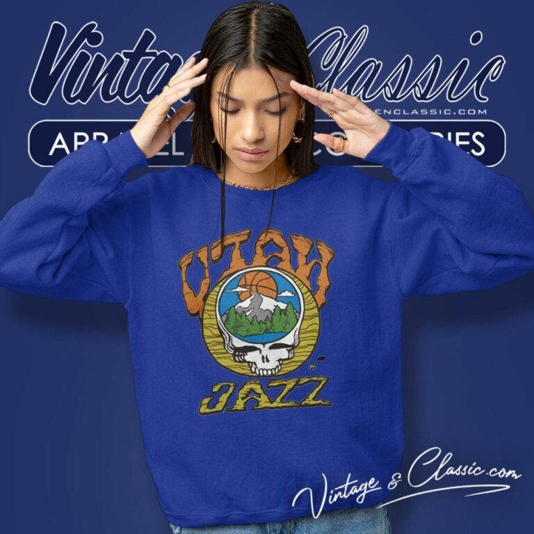 Nba Utah Jazz Grateful Dead Skull Sweatshirt Nba Utah Jazz Grateful Dead Skull Sweatshirt