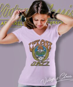 Nba Utah Jazz Grateful Dead Skull V Neck TShirt
