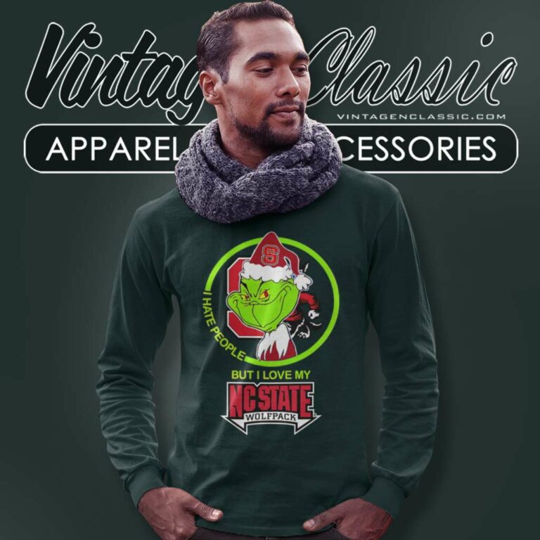 Nc State Wolfpack Ncaa Christmas Grinch Shirt I Hate People But I Love My Nc State Long Sleeve Tee Nc State Wolfpack Ncaa Christmas Grinch Shirt I Hate People But I Love My Nc State Long Sleeve Tee