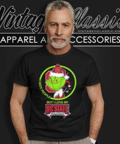 Nc State Wolfpack Ncaa Christmas Grinch Shirt I Hate People But I Love My Nc State T Shirt