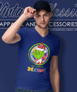Ncaa The Grinch Michigan Shirt I Love My Michigan Wolverines V Neck TShirt