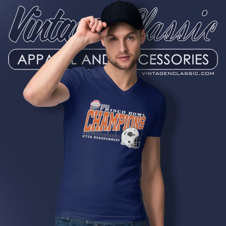 Ncaa Utsa Football 2023 Frisco Bowl Champions Helmet V Neck TShirt Ncaa Utsa Football 2023 Frisco Bowl Champions Helmet V Neck TShirt