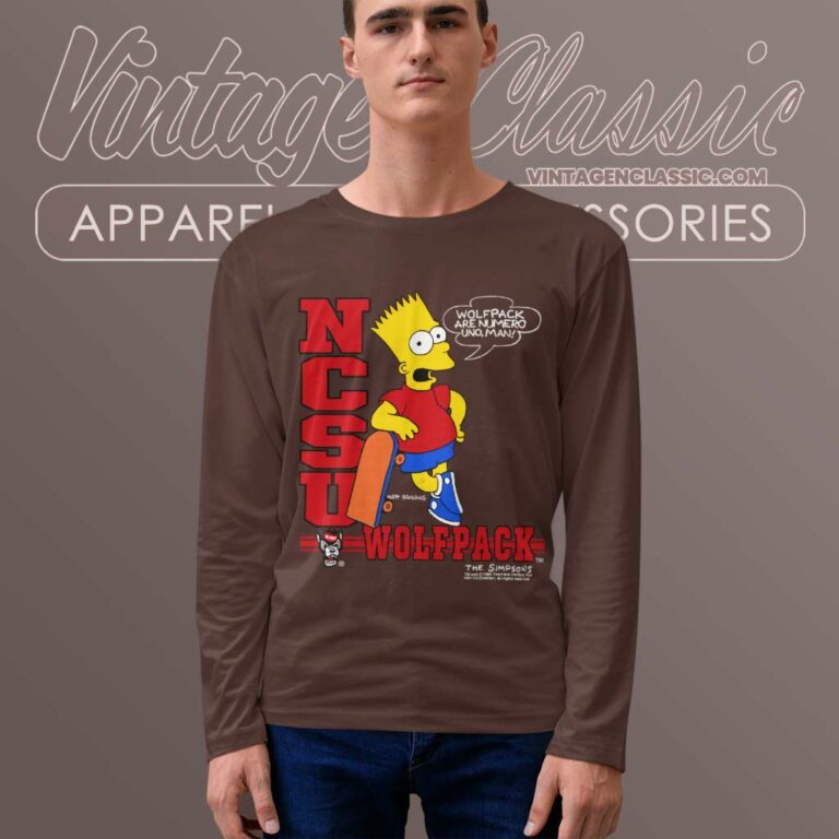 Ncsu Nc State Wolfpack Bart Simpson Long Sleeve Tee Ncsu Nc State Wolfpack Bart Simpson Long Sleeve Tee