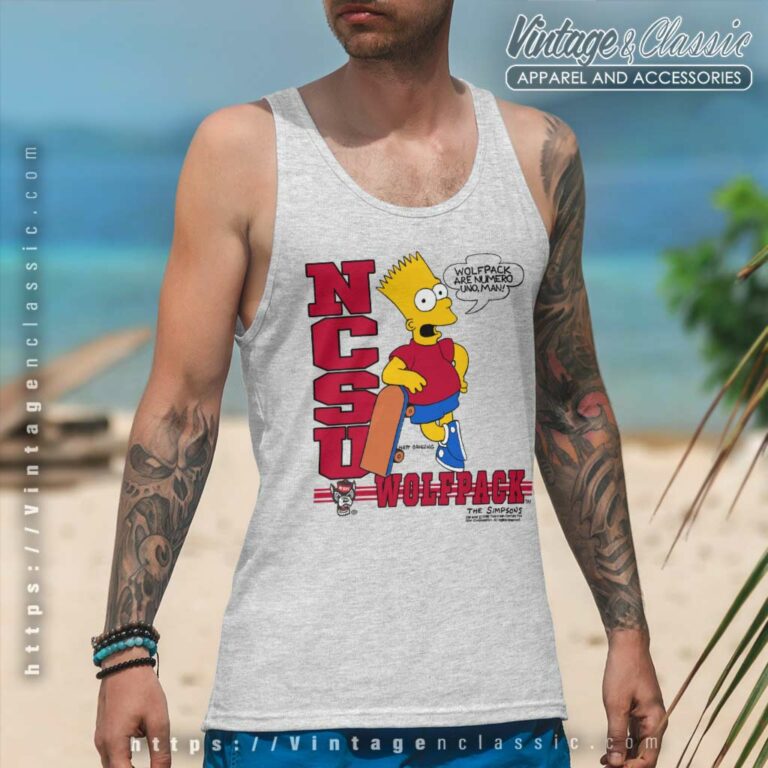 Ncsu Nc State Wolfpack Bart Simpson Tank Top Racerback Ncsu Nc State Wolfpack Bart Simpson Tank Top Racerback