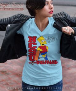 Ncsu Nc State Wolfpack Bart Simpson V Neck TShirt