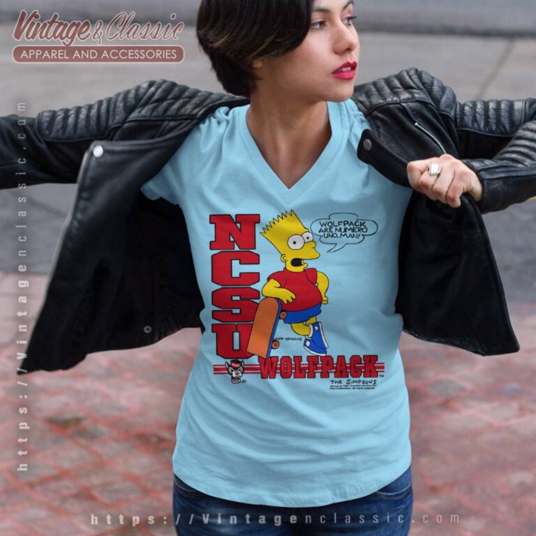 Ncsu Nc State Wolfpack Bart Simpson V Neck TShirt Ncsu Nc State Wolfpack Bart Simpson V Neck TShirt