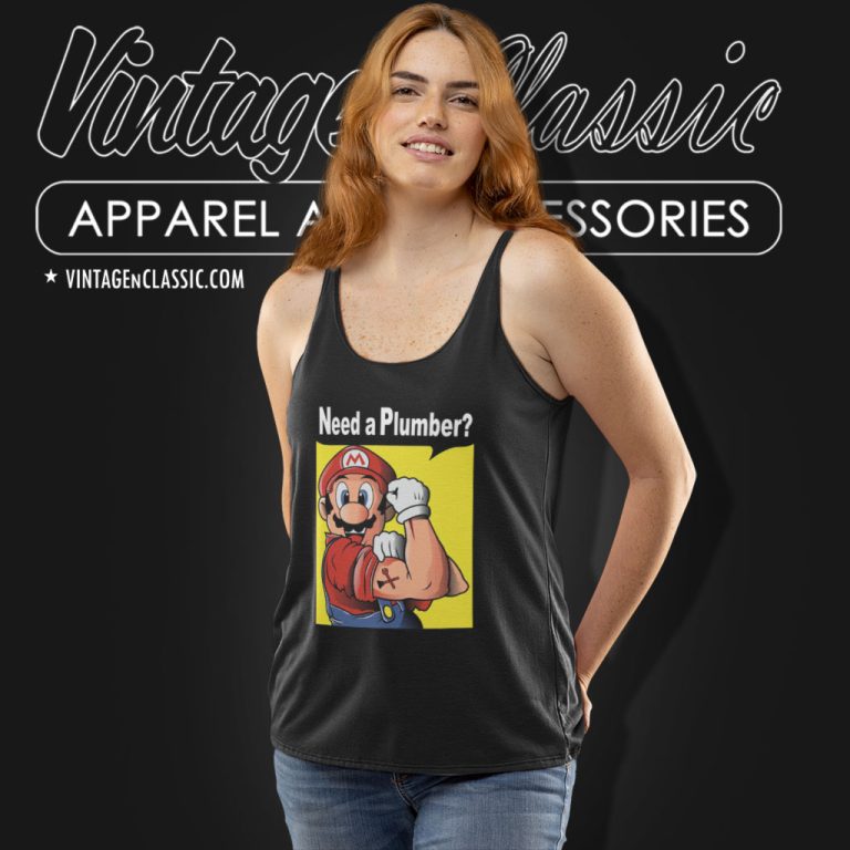 Need A Plumber Super Mario Bros Tank Top Racerback Need A Plumber Super Mario Bros Tank Top Racerback