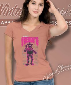 Neon Pink Freddy Against The Wall Neon Pink Freddy Against The Wall V Neck TShirt