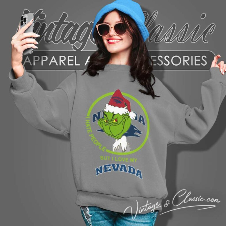 Nevada Wolf Pack Warriors Ncaa Christmas Grinch Shirt I Hate People But I Love My Nevada Sweatshirt Nevada Wolf Pack Warriors Ncaa Christmas Grinch Shirt I Hate People But I Love My Nevada Sweatshirt