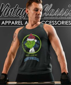 Nevada Wolf Pack Warriors Ncaa Christmas Grinch Shirt I Hate People But I Love My Nevada Tank Top Racerback