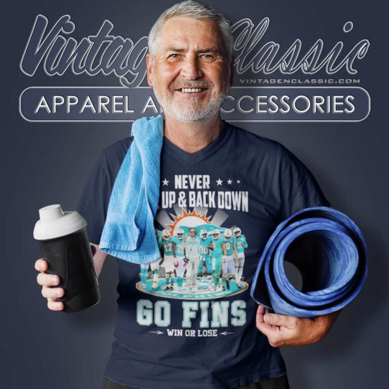 Never Give Up Back Down Dolphins Go Fins Win Or Lose Signatures V Neck TShirt Never Give Up Back Down Dolphins Go Fins Win Or Lose Signatures V Neck TShirt
