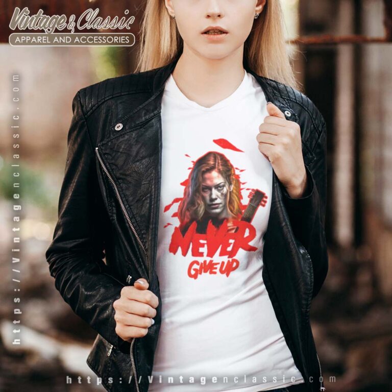 Never Give Up Evil Dead Rise Vneck Never Give Up Evil Dead Rise Vneck