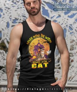 Never Mind The Witch Beware Of The Cat Halloween 4 Never Mind The Witch Beware Of The Cat Halloween Tank Top Racerback