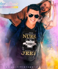 Never Underestimate A Nurse With A Jeep V Neck TShirt