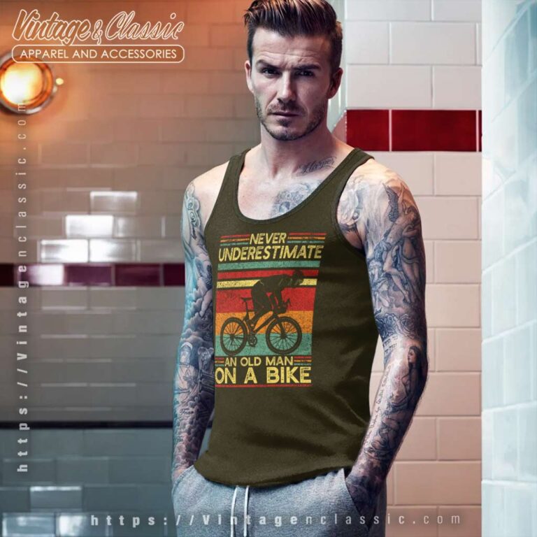 Never Underestimate An Old Man On A Bike Tank Top Racerback Never Underestimate An Old Man On A Bike Tank Top Racerback