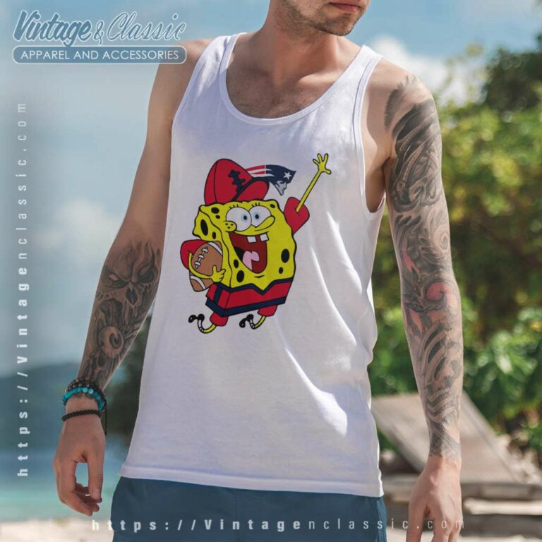 New England Patriots Football Spongebob Tank Top Racerback New England Patriots Football Spongebob Tank Top Racerback