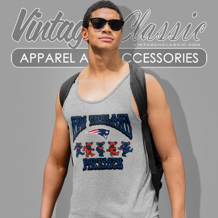 New England Patriots Grateful Dead Dancing Bears Tank Top Racerback New England Patriots Grateful Dead Dancing Bears Tank Top Racerback