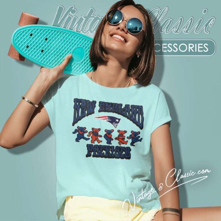 New England Patriots Grateful Dead Dancing Bears Women T Shirt New England Patriots Grateful Dead Dancing Bears Women T Shirt