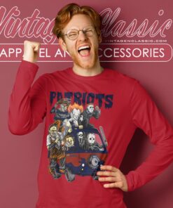 New England Patriots Horror Movies Characters Halloween Shirt Long Sleeve Tee