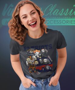 New England Patriots Horror Movies Characters Halloween Shirt Women T shirt