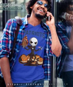 New England Patriots Jack Skellington Halloween V Neck TShirt